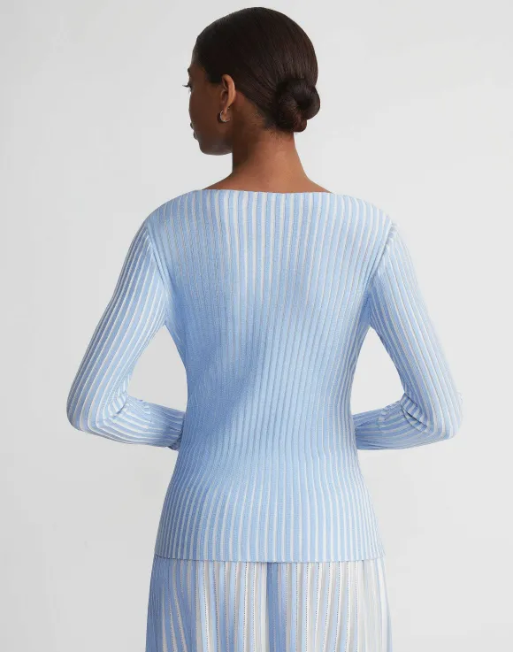 Overprint Finespun Voile Pleat Stitch Crossover Sweater