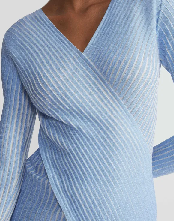 Overprint Finespun Voile Pleat Stitch Crossover Sweater