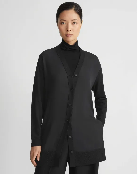 Responsible Fine Gauge Merino & Organic Silk Georgette Cardigan