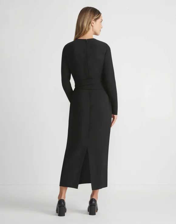 Responsible Finesse Crepe Keyhole Wrap Sash Dress