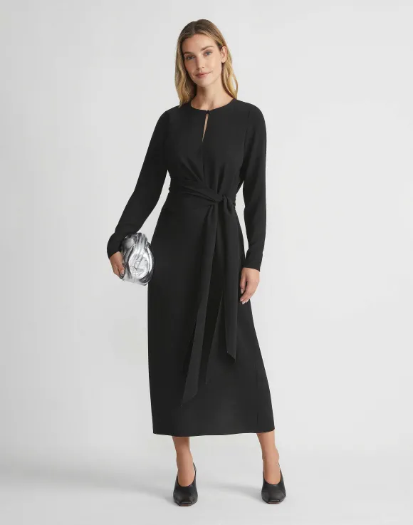 Responsible Finesse Crepe Keyhole Wrap Sash Dress