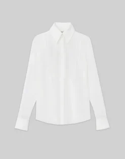 Silk Georgette Pintuck Bib Blouse