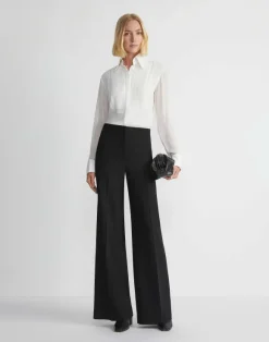 Silk Georgette Pintuck Bib Blouse