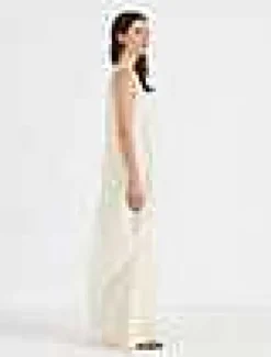 Silk Organza Overlay Tie Back Gown