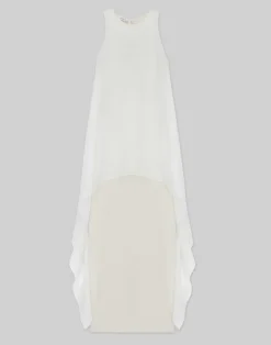 Silk Organza Overlay Tie Back Gown