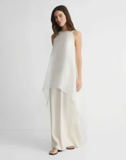 Silk Organza Overlay Tie Back Gown