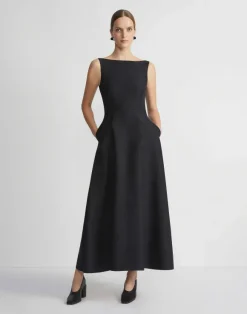 Silk-Linen Bateau Gown