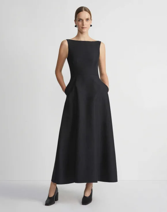 Silk-Linen Bateau Gown