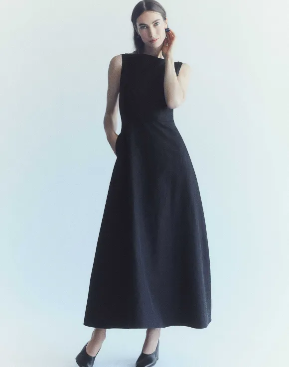 Silk-Linen Bateau Gown