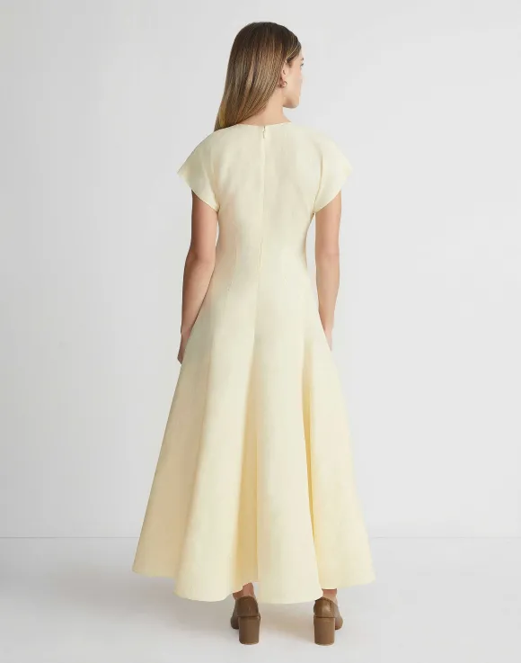 Silk-Linen Flared Dress