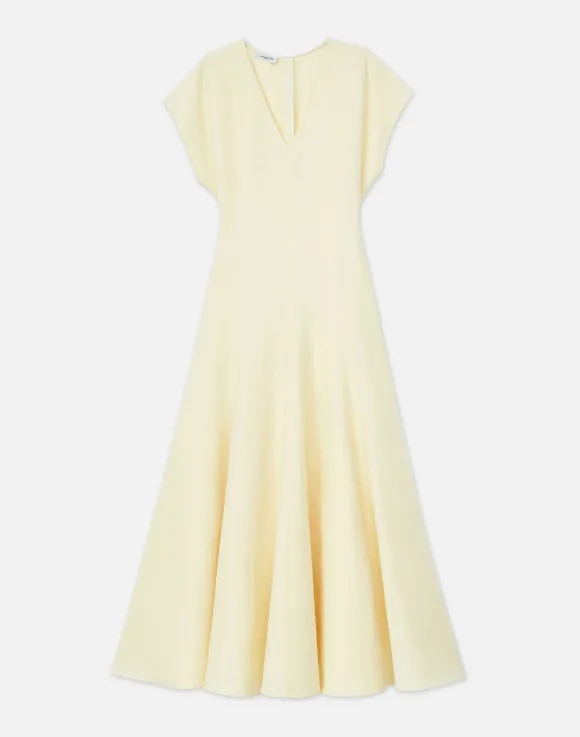 Silk-Linen Flared Dress