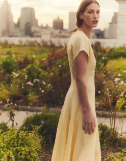 Silk-Linen Flared Dress