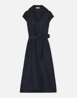 Silk-Linen Popover Shirtdress