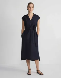 Silk-Linen Popover Shirtdress