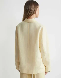 Silk-Linen Shawl Collar Shirt Jacket