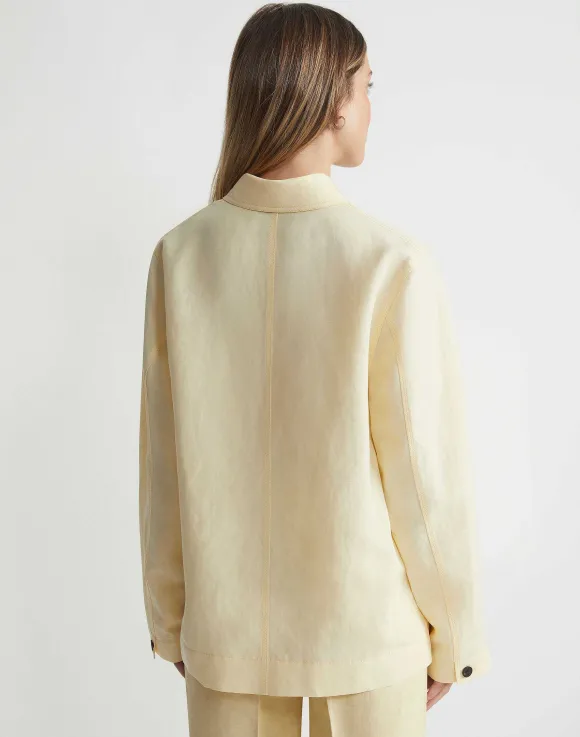 Silk-Linen Shawl Collar Shirt Jacket