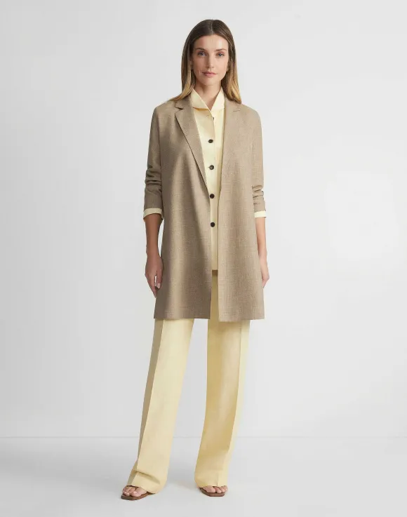 Silk-Linen Shawl Collar Shirt Jacket