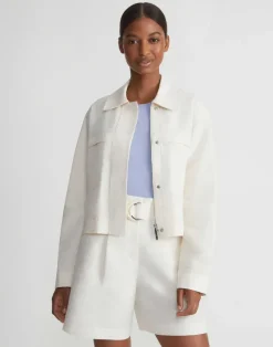 Silk-Linen Tapered Bomber Jacket