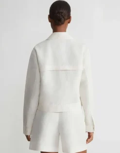Silk-Linen Tapered Bomber Jacket