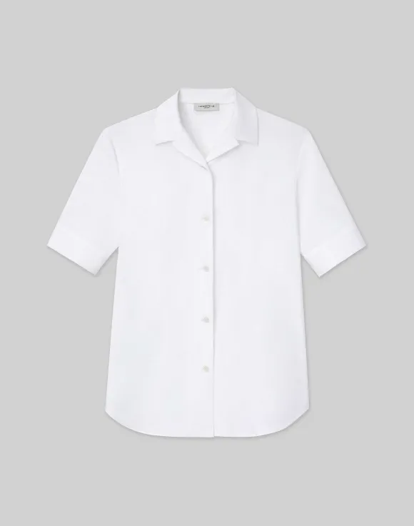 Stretch Cotton Notch Collar Shirt