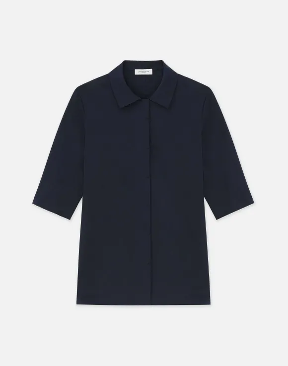 Stretch Cotton Peplum Shirt