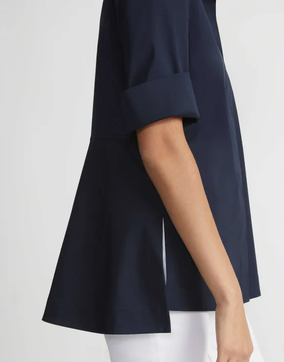 Stretch Cotton Peplum Shirt