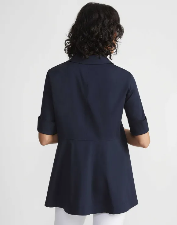 Stretch Cotton Peplum Shirt