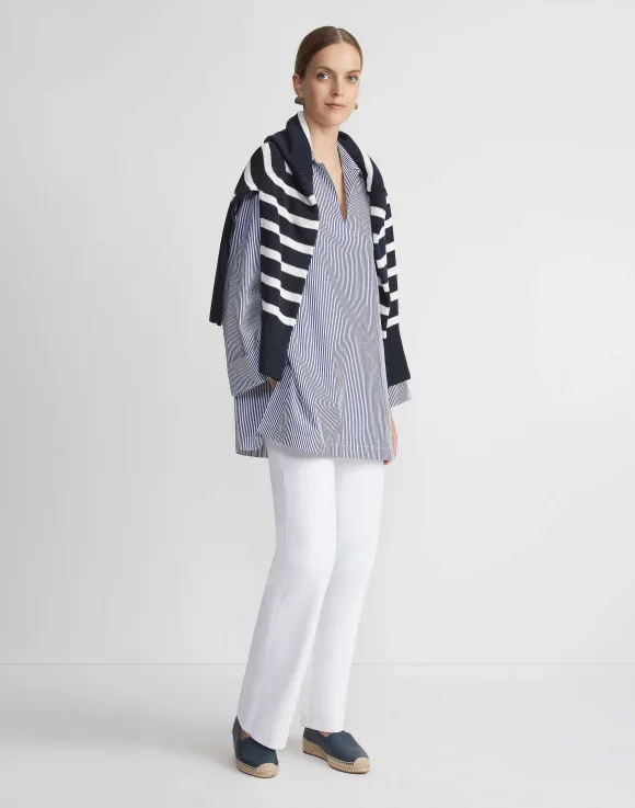 Stripe Cotton Poplin Popover Shirt