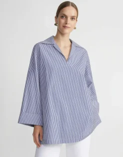 Stripe Cotton Poplin Popover Shirt