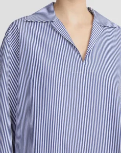Stripe Cotton Poplin Popover Shirt