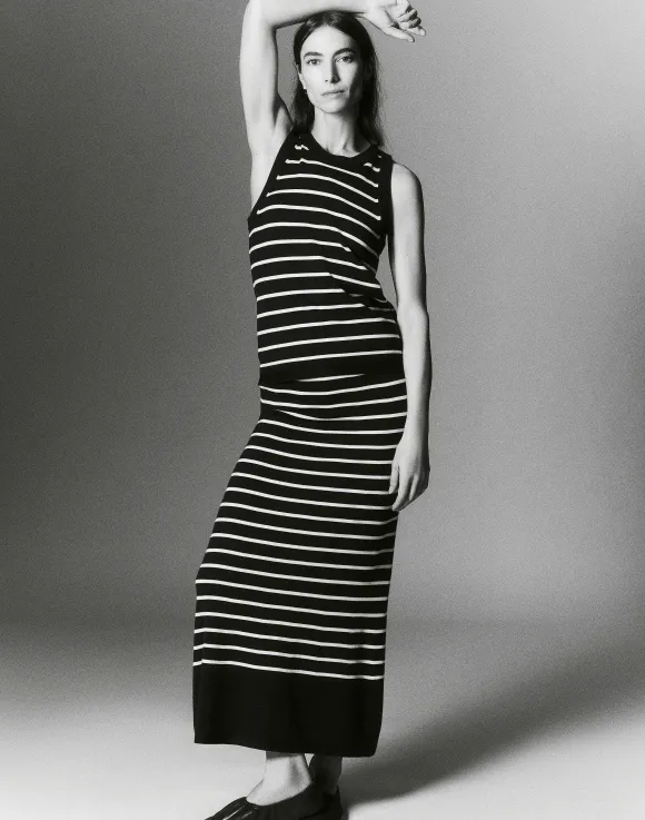 Stripe Responsible Matte Crepe Skirt