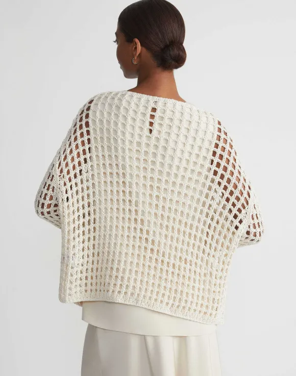 Sustainable Linen-Silk Chainette Net Stitch Sweater