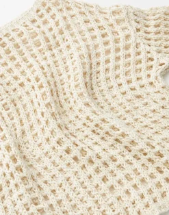 Sustainable Linen-Silk Chainette Net Stitch Sweater
