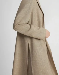 Virgin Wool Silk-Linen Open Front Duster