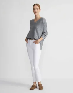 Wool-Cashmere Ribbed V-Neck Sweater