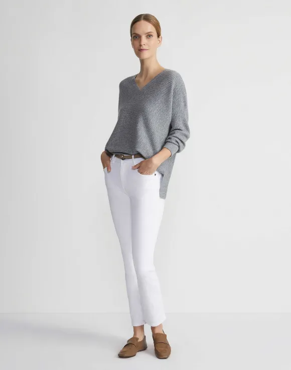 Wool-Cashmere Ribbed V-Neck Sweater