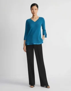 Wool-Cashmere Silk Trimmed Sweater