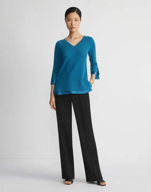 Wool-Cashmere Silk Trimmed Sweater