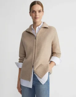 Wool-Cashmere Zip Front Cardigan