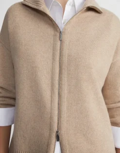 Wool-Cashmere Zip Front Cardigan