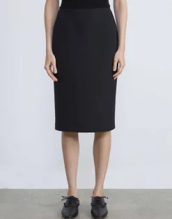 Wool-Silk Crepe Pencil Skirt