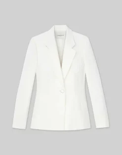 Wool-Silk Crepe Single Button Blazer