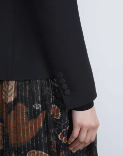 Wool-Silk Crepe Three-Button Academy Blazer