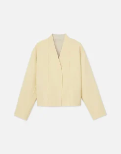 Wool-Silk Double Face Reversible Open Front Jacket
