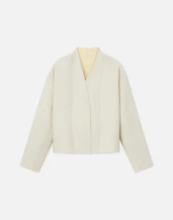 Wool-Silk Double Face Reversible Open Front Jacket