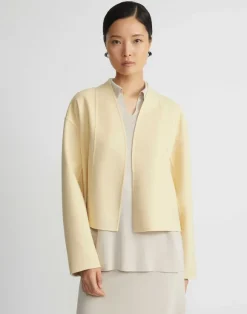 Wool-Silk Double Face Reversible Open Front Jacket
