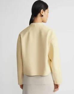 Wool-Silk Double Face Reversible Open Front Jacket