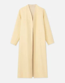 Wool-Silk Double Face Reversible Open Front Coat