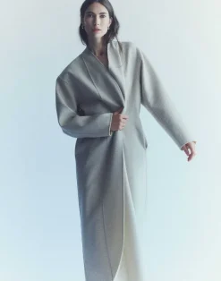 Wool-Silk Double Face Reversible Open Front Coat