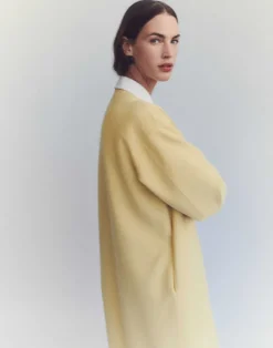Wool-Silk Double Face Reversible Open Front Coat
